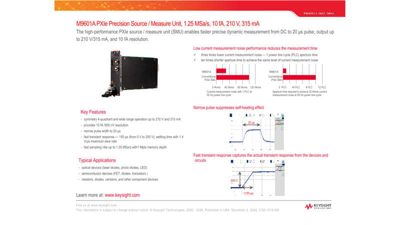 M9601A PXIe Precision Source Measure Unit